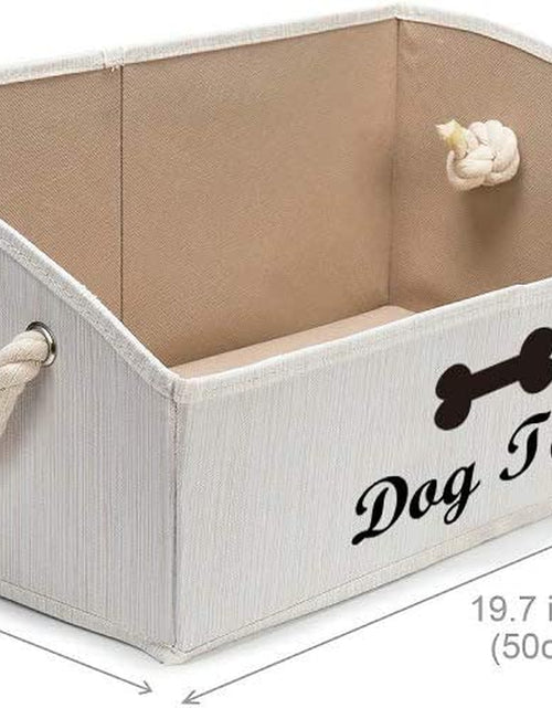 Load image into Gallery viewer, Large Dog Toys Storage Bins-Foldable Fabric Trapezoid Organizer Boxes with Weave Rope Handle,Collapsible Basket for Shelves,Dog Apparel(Beige-Dog)
