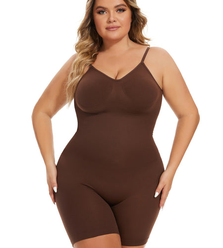 Simple Waist Fitted Belly Contracting and Hip Lifting Exposed Back Beauty Back Boxer Jumpsuit