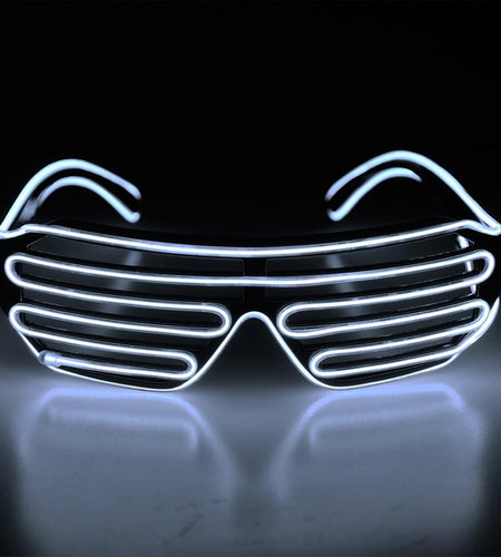 Aquat Light up Shutter Neon Rave Glasses El Wire LED Sunglasses Voice Activated Glow DJ Costumes for 80S, EDM, Party RB02