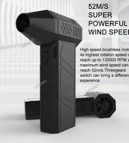 Rechargeable Blower Turbo Fan X3 130000 RPM 52M/S Brushless Motor Air Blower Turbo Jet Fan Portable Dust Blower Electric Dryer