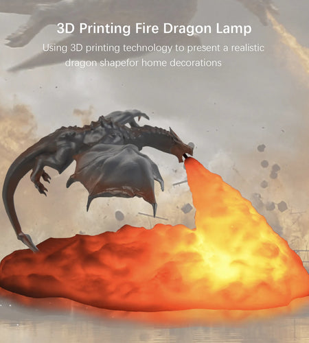 3D Printed Fire Dragon Night Light,Usb Rechargeable LED Lights,Table Lamp for Home Bedroom E-Sport Decora,As Kids',Adult Gifts