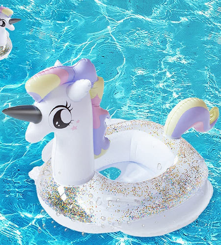 Toddler Pool Floats, Kids Adult Inflatable Float Raft with Handle, Water Swim Beach Floaties Toys Party Supplies, Baby Swimming Ring for 2-8 Years Old Kid