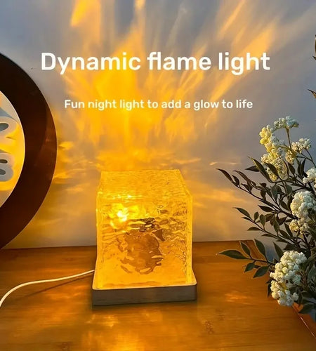 16 Colors Dynamic Rotating Water Ripple Projector Night Light Flame Crystal Lamp for Living Room Study Bedroom Rotating Light