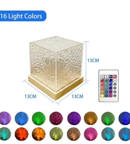 16 Colors Dynamic Rotating Water Ripple Projector Night Light Flame Crystal Lamp for Living Room Study Bedroom Rotating Light