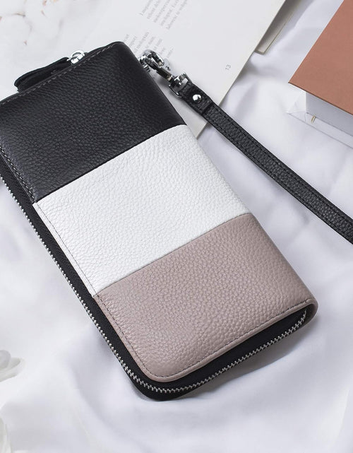 Load image into Gallery viewer, Womens Wallet RFID Blocking Genuine Leather Multi Credit Card Large Capacity Zip around Clutch Travel Purse Wristlet
