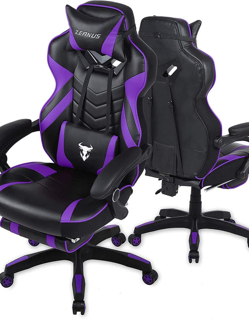 Load image into Gallery viewer, Purple Gaming Chair Reclining Computer Chair with Footrest High Back Gamer Chair with Massage Large Computer Gaming Chair Racing Style Chair for Gaming Big and Tall Gaming Chairs for Adult
