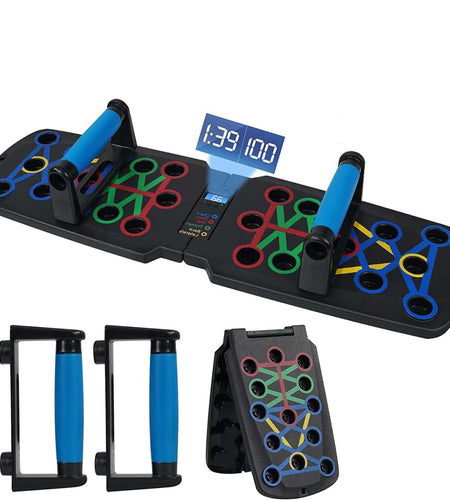 Push up Board, Portable Multi-Function Foldable 10 in 1 Push up Bar, Push up Handles for Floor,Professional Push up Strength Training Equipment with Timer