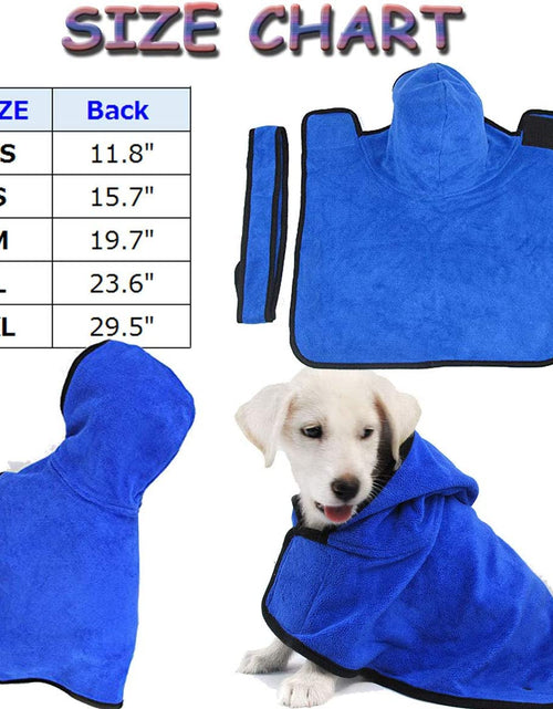 Load image into Gallery viewer, Microfiber Dog Bathrobe, Quick Drying Pet Bath Robe, Pets Super Absorbent Towel for Dogs and Cats, Machine Washable-Blue
