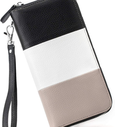 Womens Wallet RFID Blocking Genuine Leather Multi Credit Card Large Capacity Zip around Clutch Travel Purse Wristlet