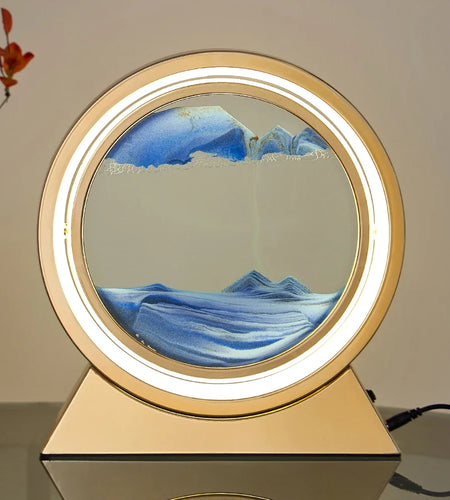 LED Light Creative Quicksand Table Lamp Moving Sand Art Picture 3D Hourglass Deep Sea Sandscape Bedroom Lamp for Home Decor Gift