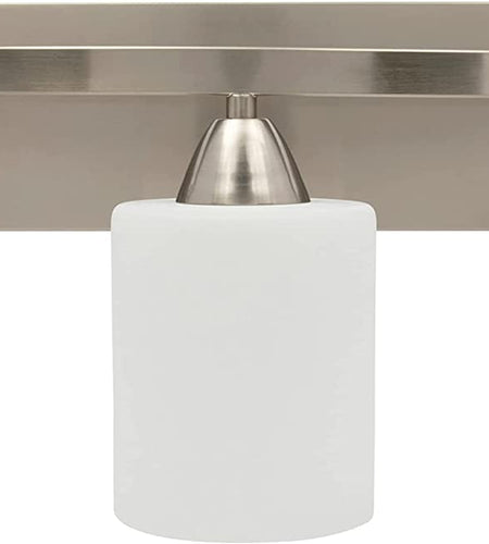 | Bathroom Vanity Light Bar | Interior Bathroom Lighting Fixtures with Modern Glass Shade | Bathroom Lights over Mirror | (Brushed Nickel, 3 Lights, E26 100W LED, Bulbs Not Included)