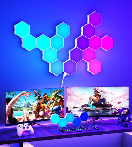 RGB Hexagonal Light Game Atmosphere Light Intelligent Voice Control Induction Bluetooth APP Remote Control Rhythm Light