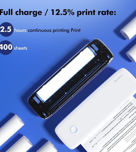 Portable Printers Wireless for Travel, Bluetooth Thermal Printer Compatible with Ios, Android, Laptop, Inkless Mobile Printer for Office, Home, School