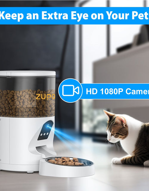 Load image into Gallery viewer, Automatic Cat Feeder with Camera, Automatic Cat Food Dispenser, 2.4G Wifi 1080P Timed Cat Feeder with APP Control for Remote Feeding, 6L Automatic Feeder for Cats Dogs Other Pet
