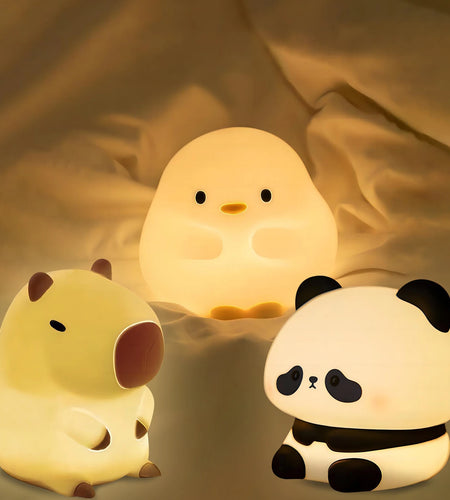 Capybara Silicone Night Light Cute Panda Rechargeable Adjustable Brightness Timing Rechargeable Sleep Nightlights for Kids Room