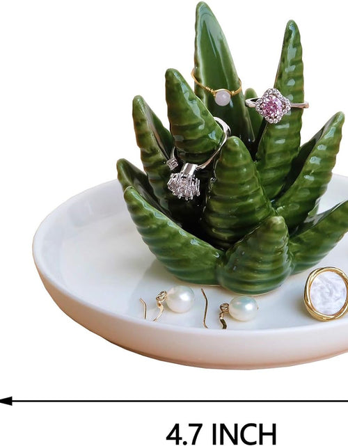 Load image into Gallery viewer, Aloe Ring Holder,Cactus Ring Dish,Jewelry Holder Trinket Tray for Rings Earrings Necklace Organizer,Bridesmaid Christmas Birthday Gift for Women Girls
