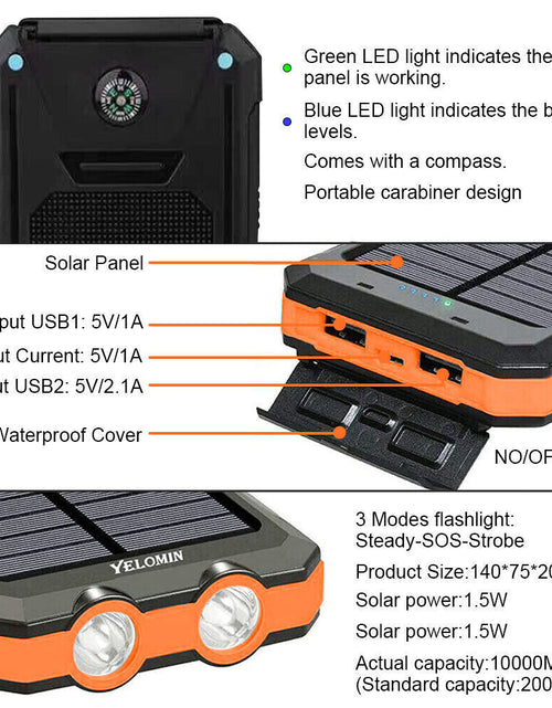 Load image into Gallery viewer, 2023 Super USB Portable Charger Solar Power Bank for Cell Phone
