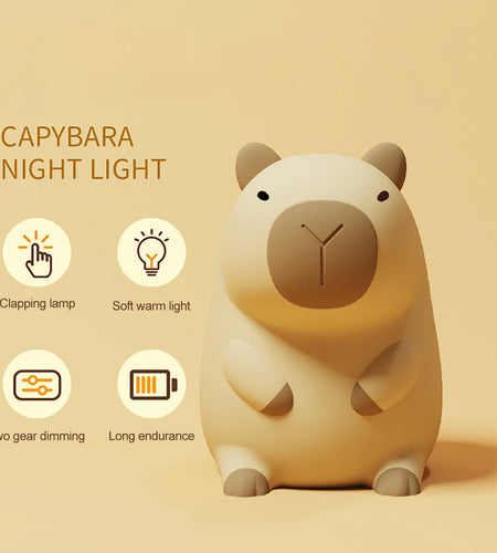 Capybara Silicone Night Light Cute Panda Rechargeable Adjustable Brightness Timing Rechargeable Sleep Nightlights for Kids Room
