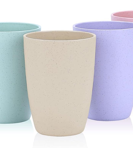 Wheat Straw Reusable Cup - Unbreakable Drinking Glasses Set of 6 - Dishwasher Safe - BPA Free and Eco Friendly (6 Color)