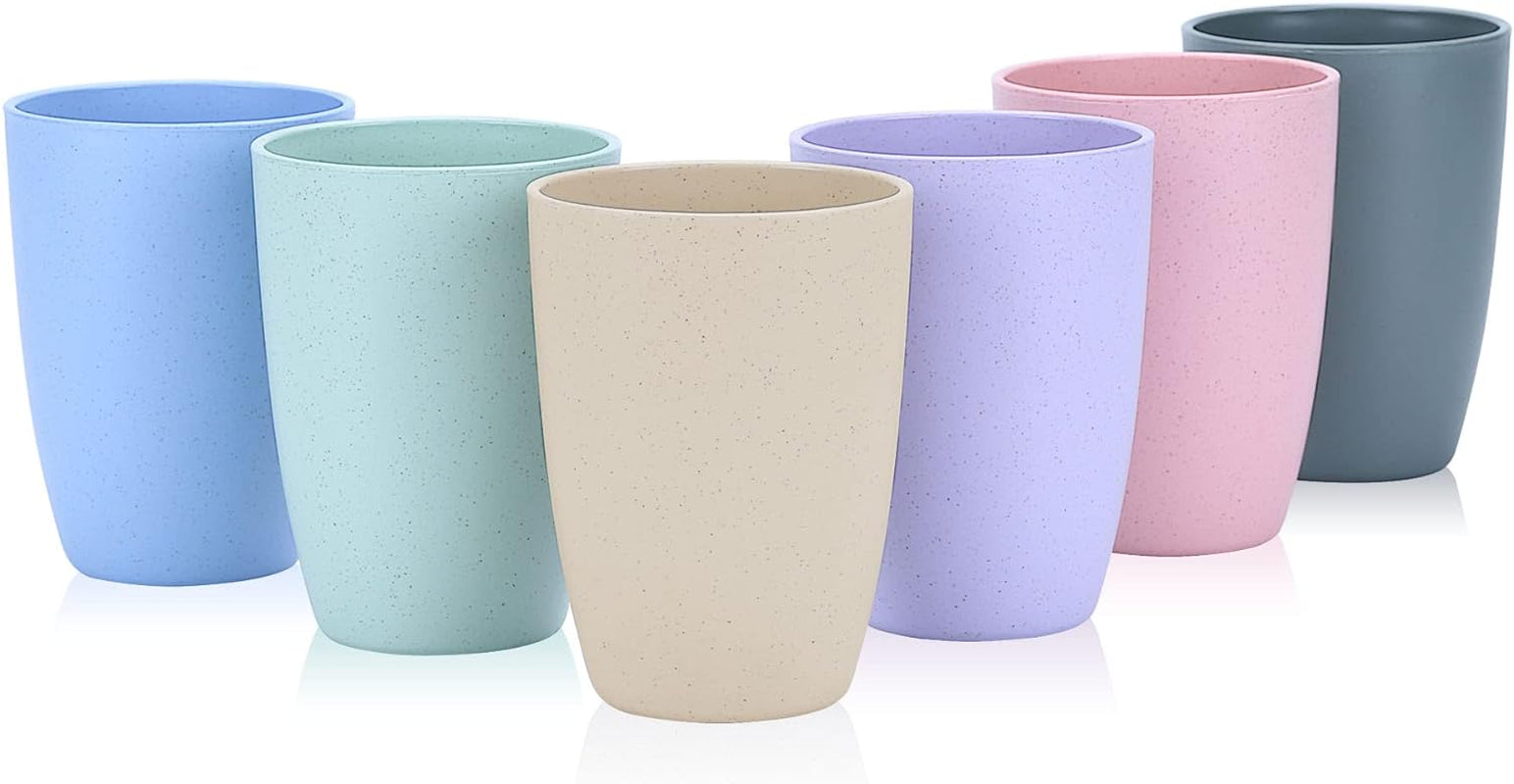 Wheat Straw Reusable Cup - Unbreakable Drinking Glasses Set of 6 - Dishwasher Safe - BPA Free and Eco Friendly (6 Color)