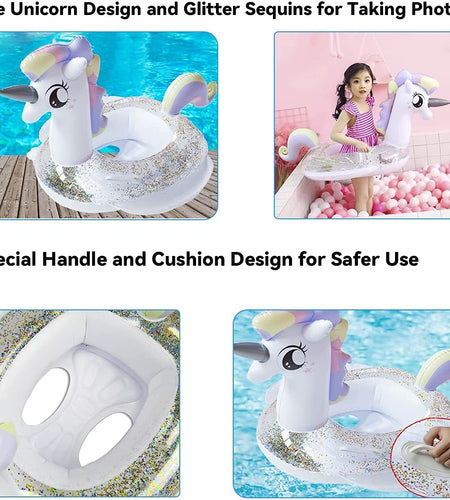 Toddler Pool Floats, Kids Adult Inflatable Float Raft with Handle, Water Swim Beach Floaties Toys Party Supplies, Baby Swimming Ring for 2-8 Years Old Kid