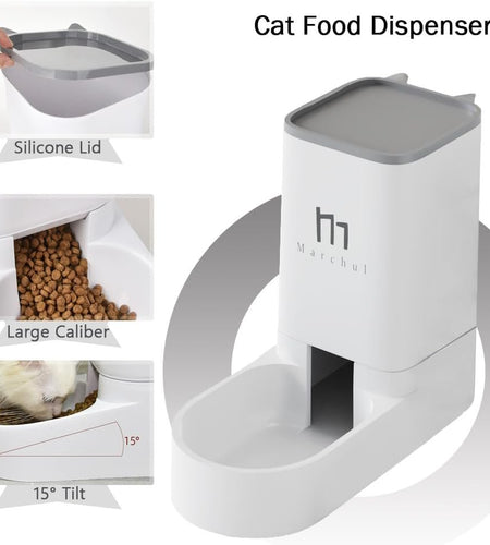 Cat Dog Feeder and Waterer Pet Self-Dispensing, Cat Food Dispenser, Automatic Cat Feeders, Outdoor Sun Protection Design Gravity Food Feeder and Waterer Set (Feeder+Waterer)