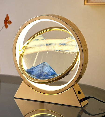 LED Light Creative Quicksand Table Lamp Moving Sand Art Picture 3D Hourglass Deep Sea Sandscape Bedroom Lamp for Home Decor Gift