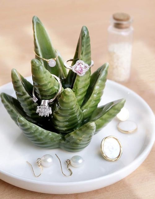 Load image into Gallery viewer, Aloe Ring Holder,Cactus Ring Dish,Jewelry Holder Trinket Tray for Rings Earrings Necklace Organizer,Bridesmaid Christmas Birthday Gift for Women Girls
