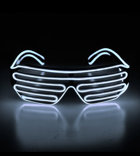 Aquat Light up Shutter Neon Rave Glasses El Wire LED Sunglasses Voice Activated Glow DJ Costumes for 80S, EDM, Party RB02
