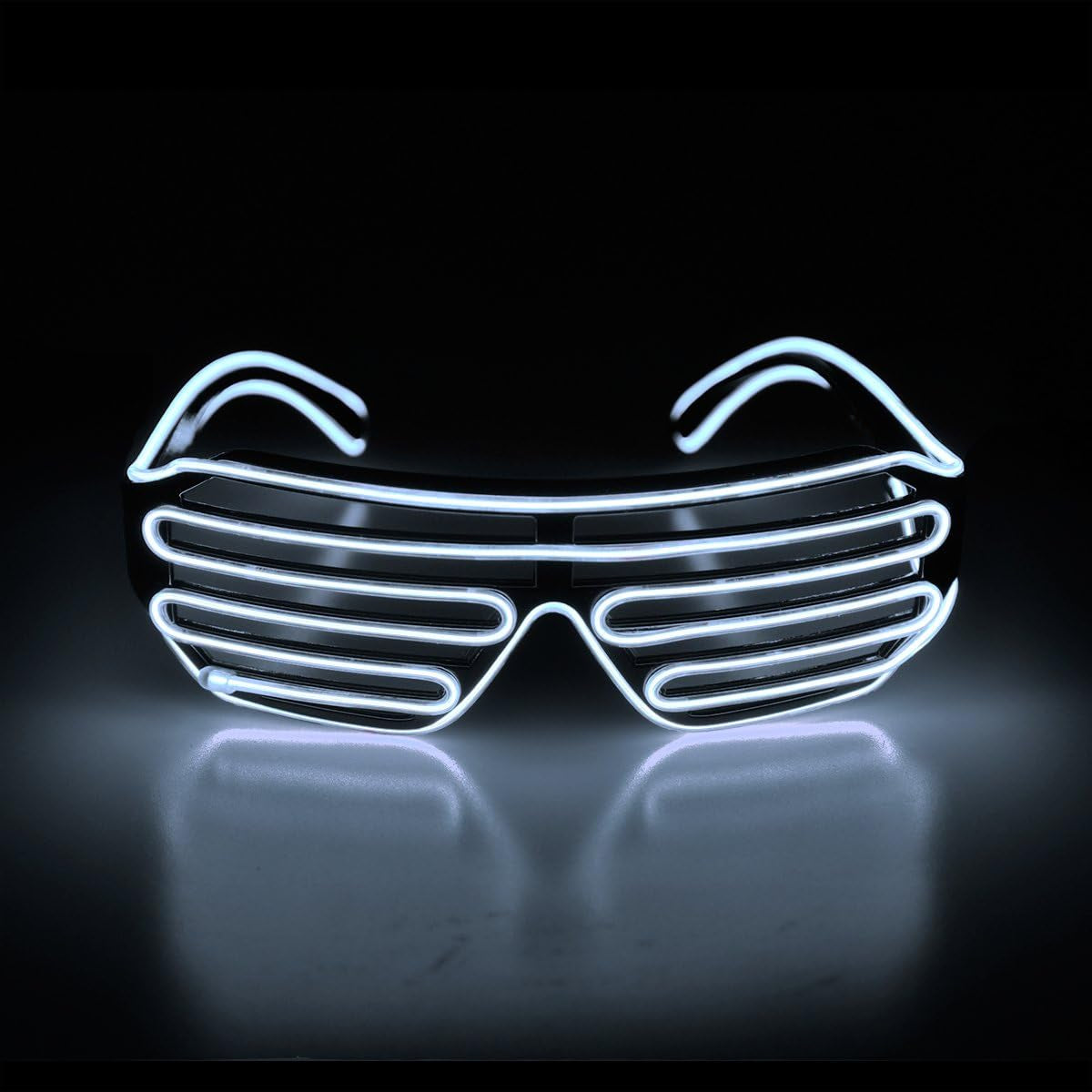 Aquat Light up Shutter Neon Rave Glasses El Wire LED Sunglasses Voice Activated Glow DJ Costumes for 80S, EDM, Party RB02