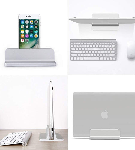 Vertical Laptop Stand, Laptops Cradle Holder, Laptop Standing Desk Dock with Adjustable Size, Laptop Computer Accessories Holder for Macbook Pro/Air Dell Hp Surface Ipad-Silver