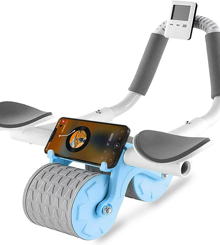 2023 New with Timer Ab Abdominal Exercise Roller Elbow Support, Abs Roller Wheel Core Exercise Equipment, Automatic Rebound Abdominal Wheel(Black）