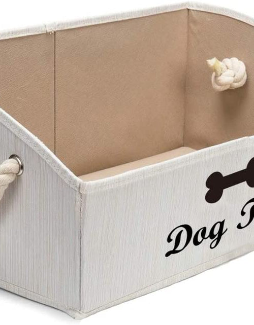 Load image into Gallery viewer, Large Dog Toys Storage Bins-Foldable Fabric Trapezoid Organizer Boxes with Weave Rope Handle,Collapsible Basket for Shelves,Dog Apparel(Beige-Dog)
