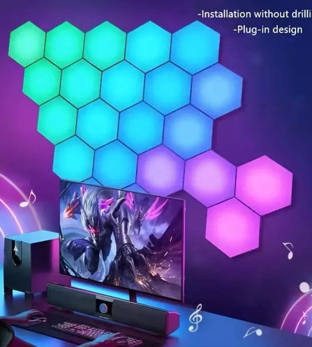 RGB Hexagonal Light Game Atmosphere Light Intelligent Voice Control Induction Bluetooth APP Remote Control Rhythm Light