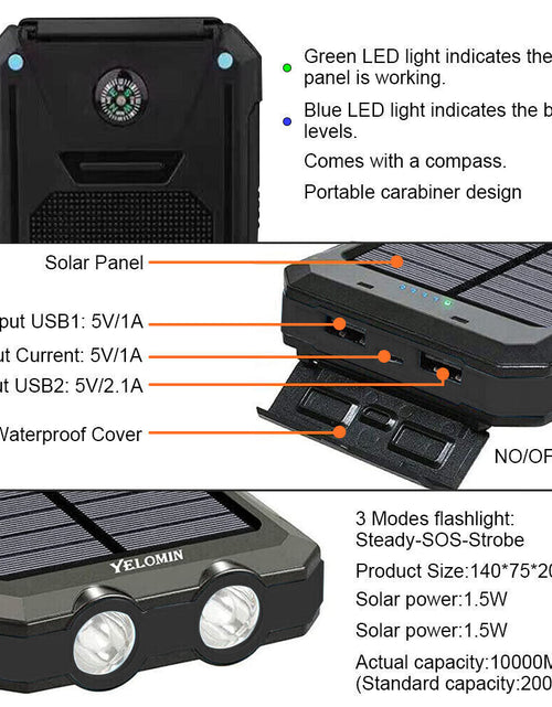 Load image into Gallery viewer, 2023 Super USB Portable Charger Solar Power Bank for Cell Phone
