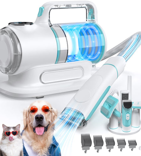 Dog Grooming Kit Vacuum, 6 in 1 Pet Grooming Vacuum, 11000PA Dog Clippers for Grooming, Dog Vacuum for Shedding Grooming, Suction 99% Dog Hair, Low Noise Pet Vacuum Grooming Kit for Dog Cat