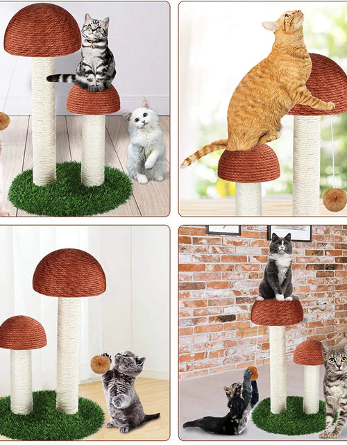 Load image into Gallery viewer, Cat Scratcher Mushroom Funny Kitten Double Scratching Sisal Posts Cat Training Toys for Kittens and Cats with Hanging Ball
