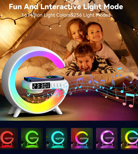 Multifunctional Wireless Charger Stand Pad Alarm Clock Speaker RGB Light Fast Charging Station for Iphone X 11 12 13 14 Samsung