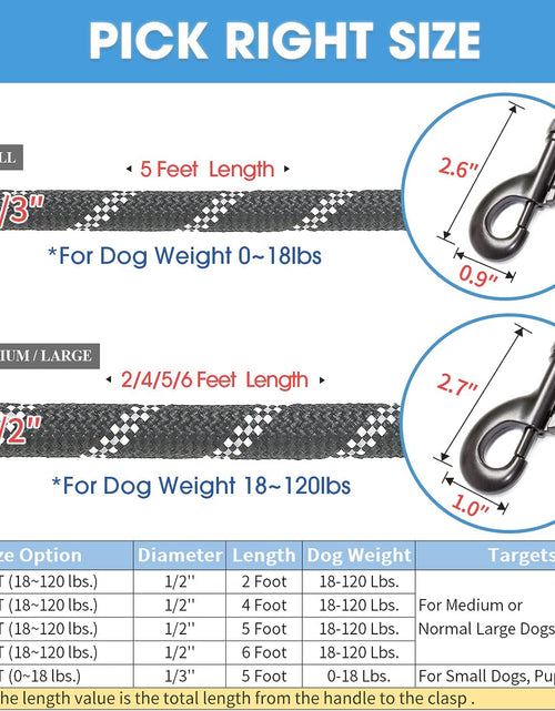 Load image into Gallery viewer, 2/4/5/6 FT Dog Leash with Comfortable Padded Handle and Highly Reflective Threads for Small Medium and Large Dogs (5FT-1/2&#39;&#39;, Black)
