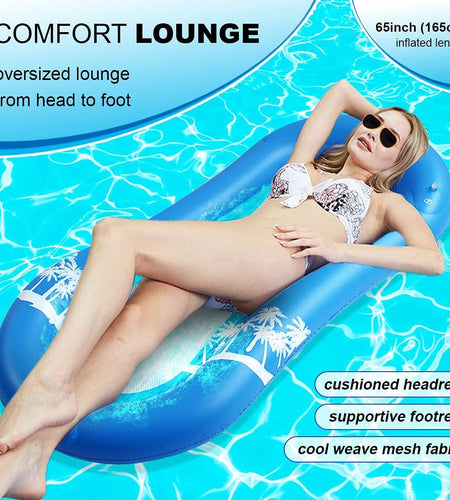 Pool Lounger Float for Adult, Float Hammock,Inflatable Rafts Swimming Pool Air Sofa Floating Chair Bed,Lying on It Your Whole Body Is Submerged in Water,Great for Chilling in the Pool