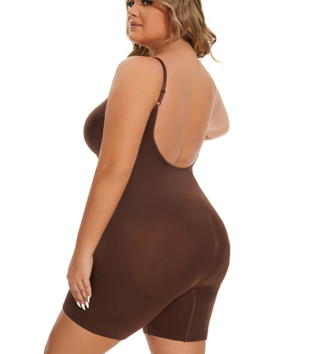 Simple Waist Fitted Belly Contracting and Hip Lifting Exposed Back Beauty Back Boxer Jumpsuit