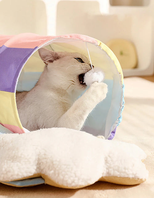 Load image into Gallery viewer, Cat Tubes and Tunnels Cat Tunnel Bed with Removable Cathole Tube Velvet Cushion Pet Snuggery Hideout for Rabbit Kitten Puppy
