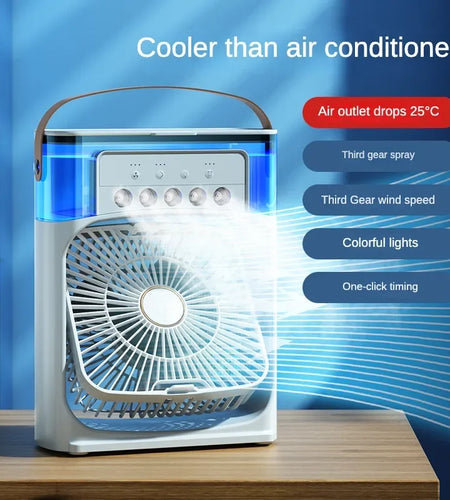 Portable Humidifier Fan Air Conditioner Household Small Air Cooler Hydrocooling Portable Air Adjustment for Office 3 Speed Fan