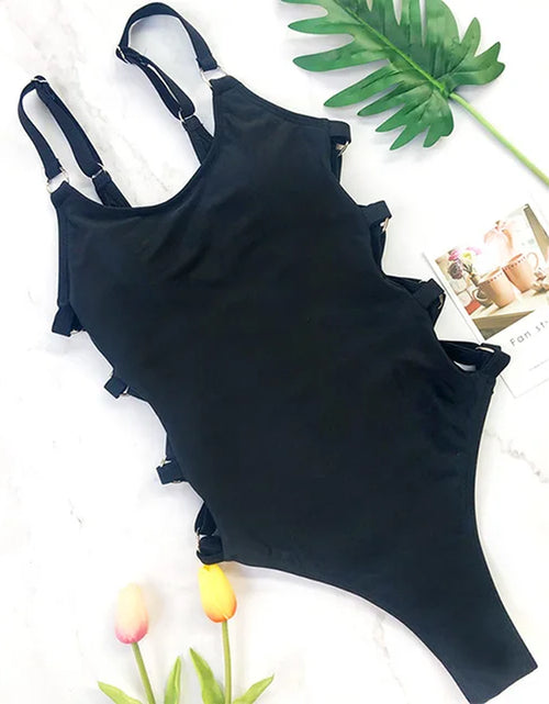Load image into Gallery viewer, 2024 Sexy Hollow Out Women Swimwear One Piece Swimsuit Female High Cut Monokini Bather Rings Bathing Suit Swim Bodysuit Lady
