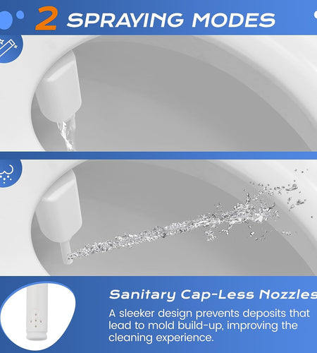 Ultra-Slim Bidet Attachment for Toilet - Self Cleaning Nozzle Hygienic Bidets for Existing Toilets - Adjustable Water Pressure Fresh Water Sprayer Toilet Bidet - Easy to Install